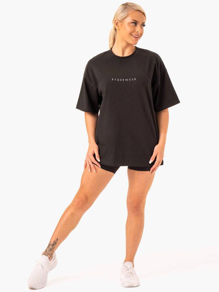 Koszulki Damskie Ryderwear Women T Shirts Staples Oversized Tee Czarne | PL1430EX