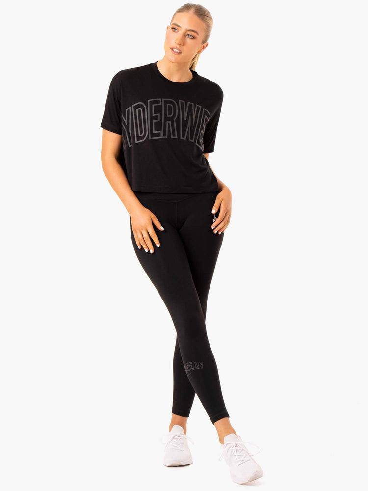 Koszulki Damskie Ryderwear Women T Shirts Replay Boxy Tee Czarne | PL1431RW