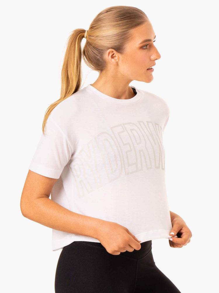 Koszulki Damskie Ryderwear Women T Shirts Replay Boxy Tee Białe | PL1432TV