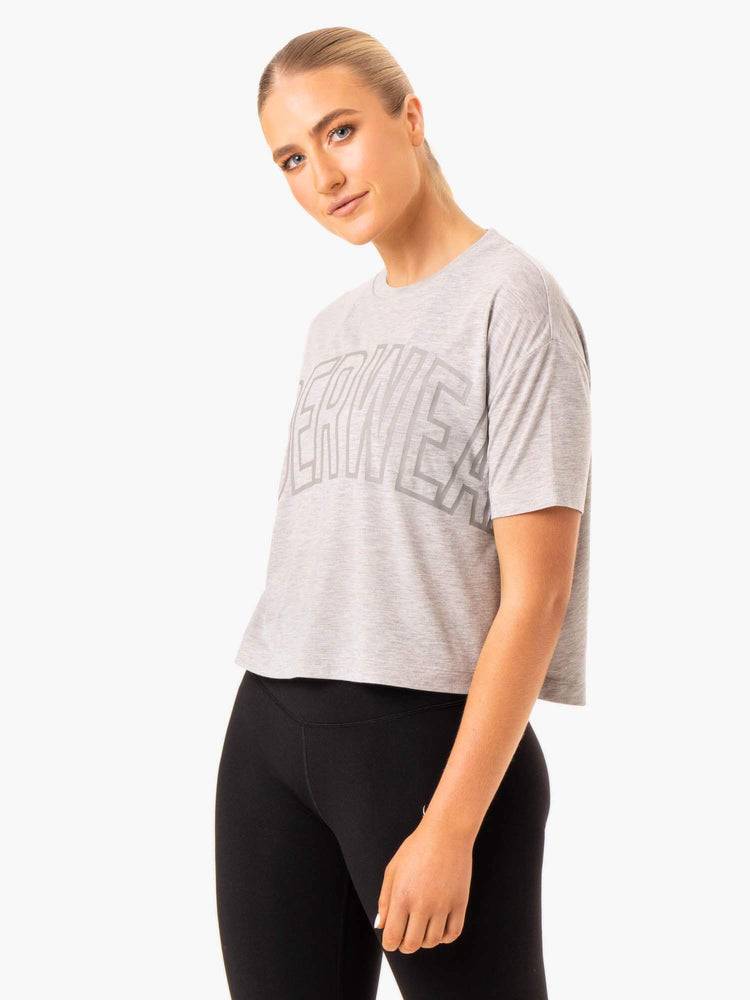 Koszulki Damskie Ryderwear Women T Shirts Replay Boxy Tee Szare | PL1433YU