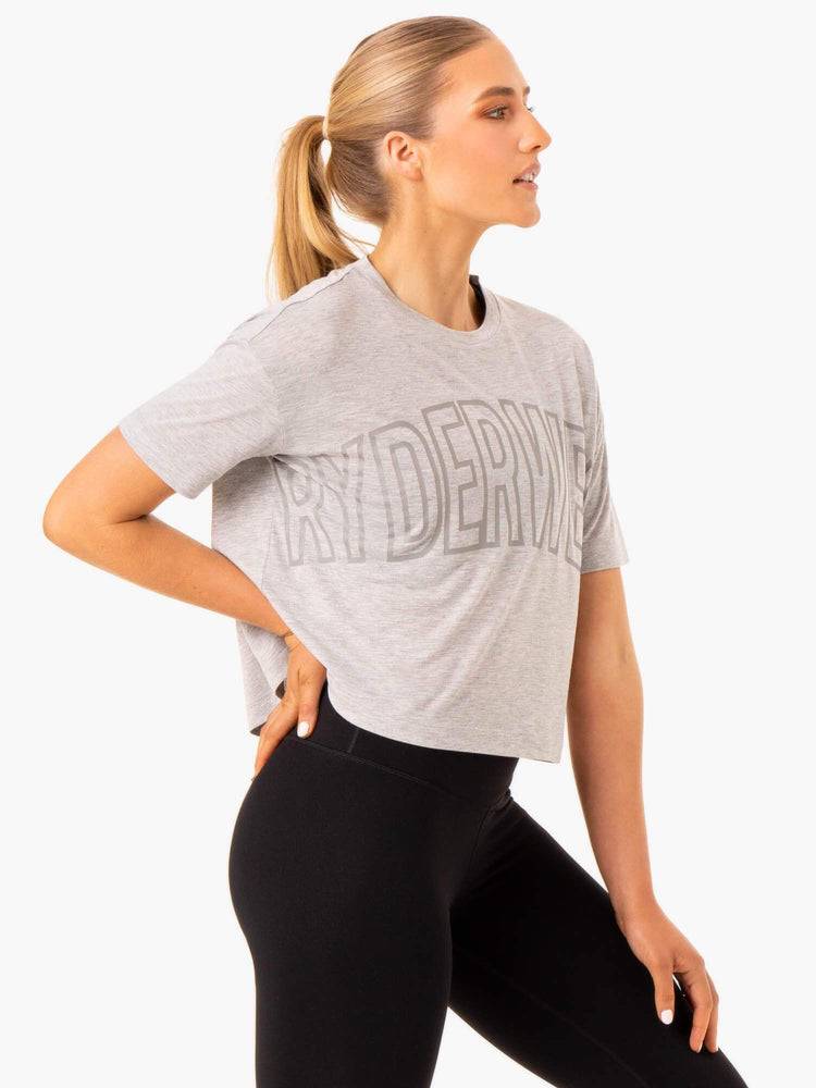 Koszulki Damskie Ryderwear Women T Shirts Replay Boxy Tee Szare | PL1433YU