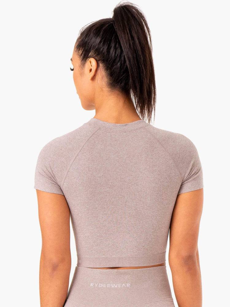 Koszulki Damskie Ryderwear Women T Shirts Sculpt Seamless Głęboka Brązowe | PL1434UT