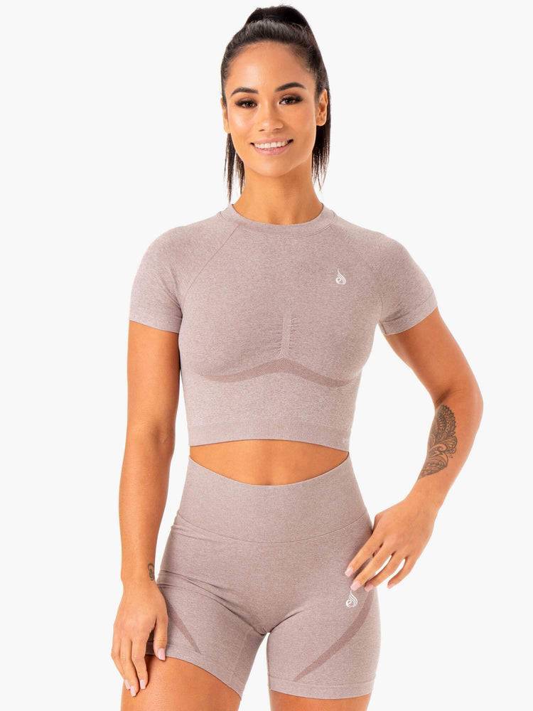 Koszulki Damskie Ryderwear Women T Shirts Sculpt Seamless Głęboka Brązowe | PL1434UT