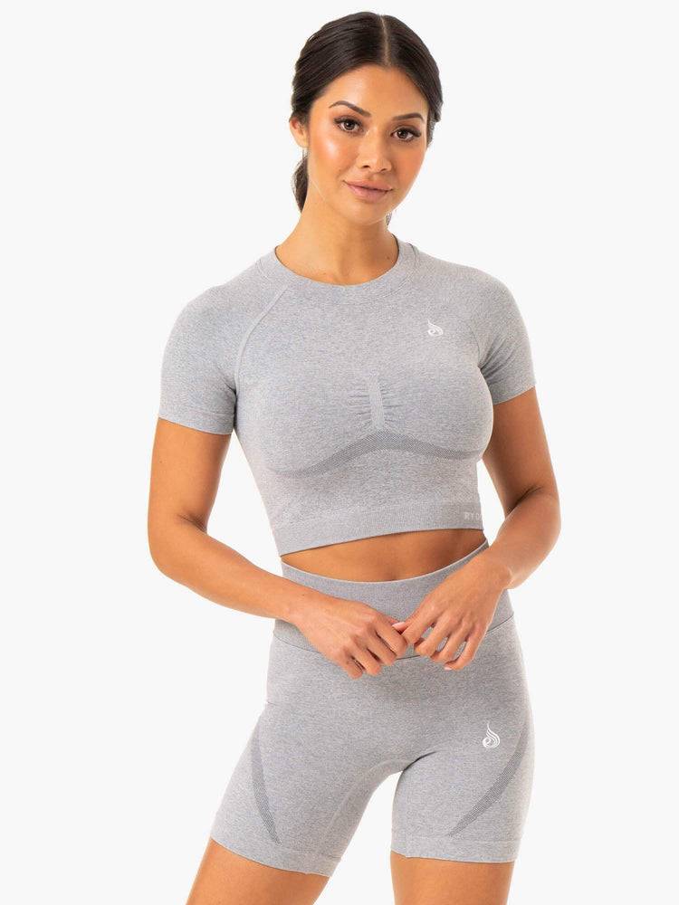 Koszulki Damskie Ryderwear Women T Shirts Sculpt Seamless Szare | PL1438AP