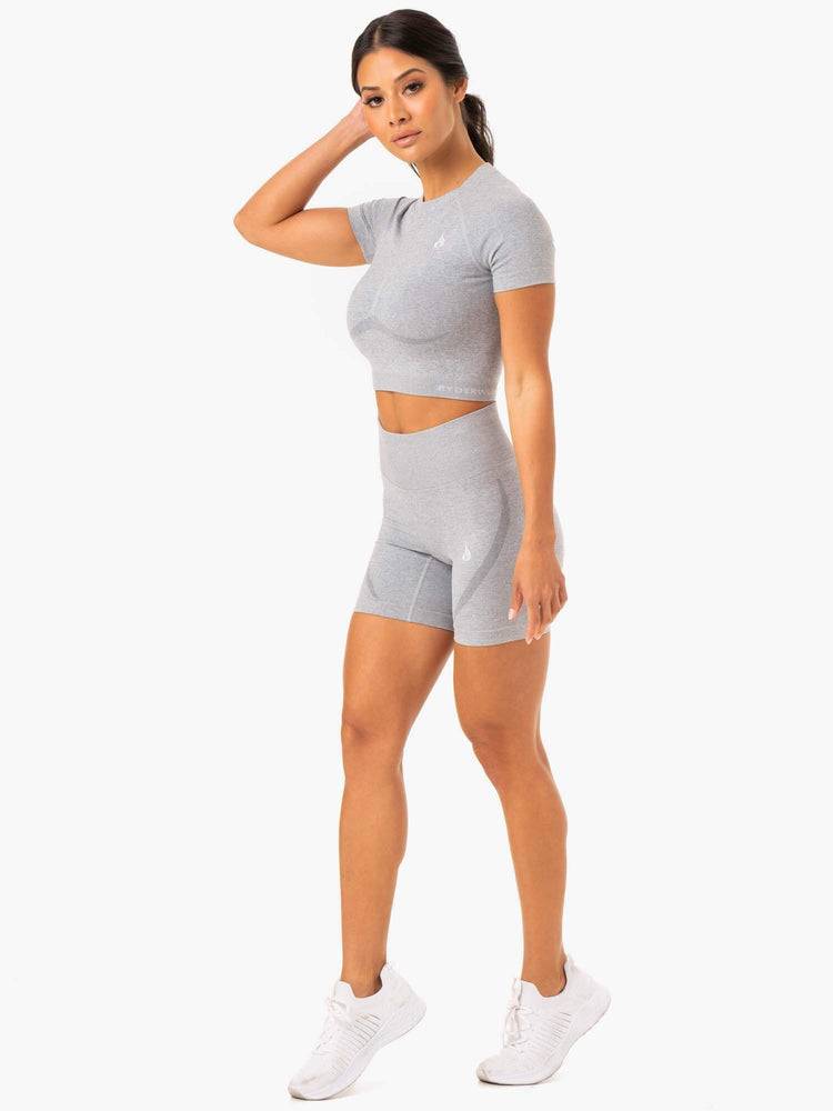 Koszulki Damskie Ryderwear Women T Shirts Sculpt Seamless Szare | PL1438AP