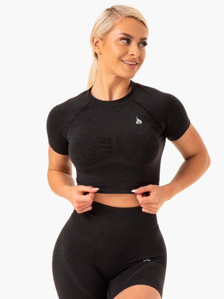 Koszulki Damskie Ryderwear Women T Shirts Sculpt Seamless Czarne | PL1439SO