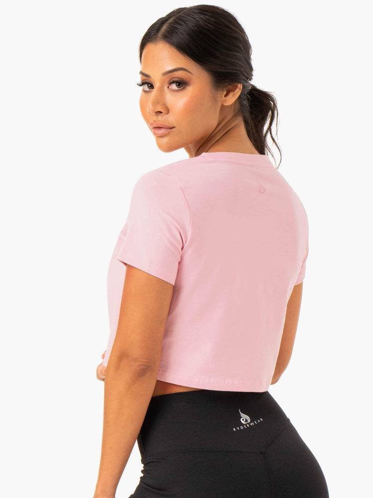 Koszulki Damskie Ryderwear Women T Shirts Hybryd Mesh Tee Różowe | PL1444JJ