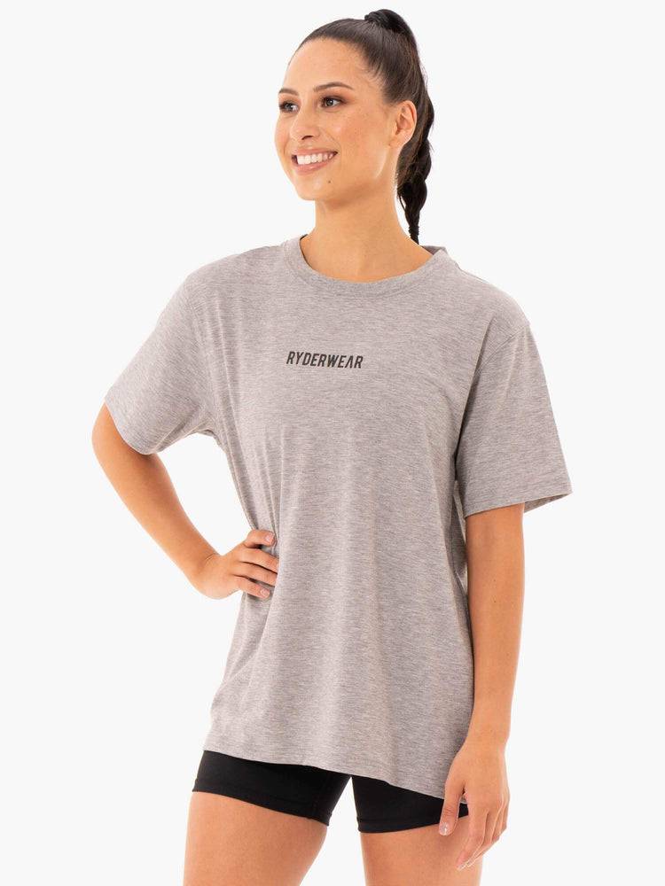 Koszulki Damskie Ryderwear Women T Shirts Define Long Line Szare | PL1448XF