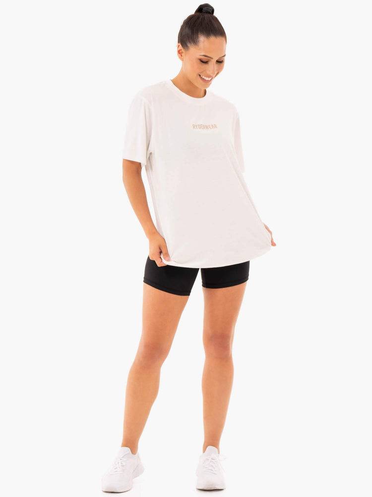 Koszulki Damskie Ryderwear Women T Shirts Define Long Line Białe | PL1449CE