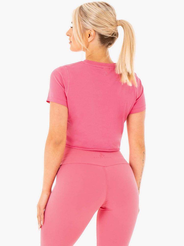 Koszulki Damskie Ryderwear Women T Shirts Motion Cropped Różowe | PL1469HK