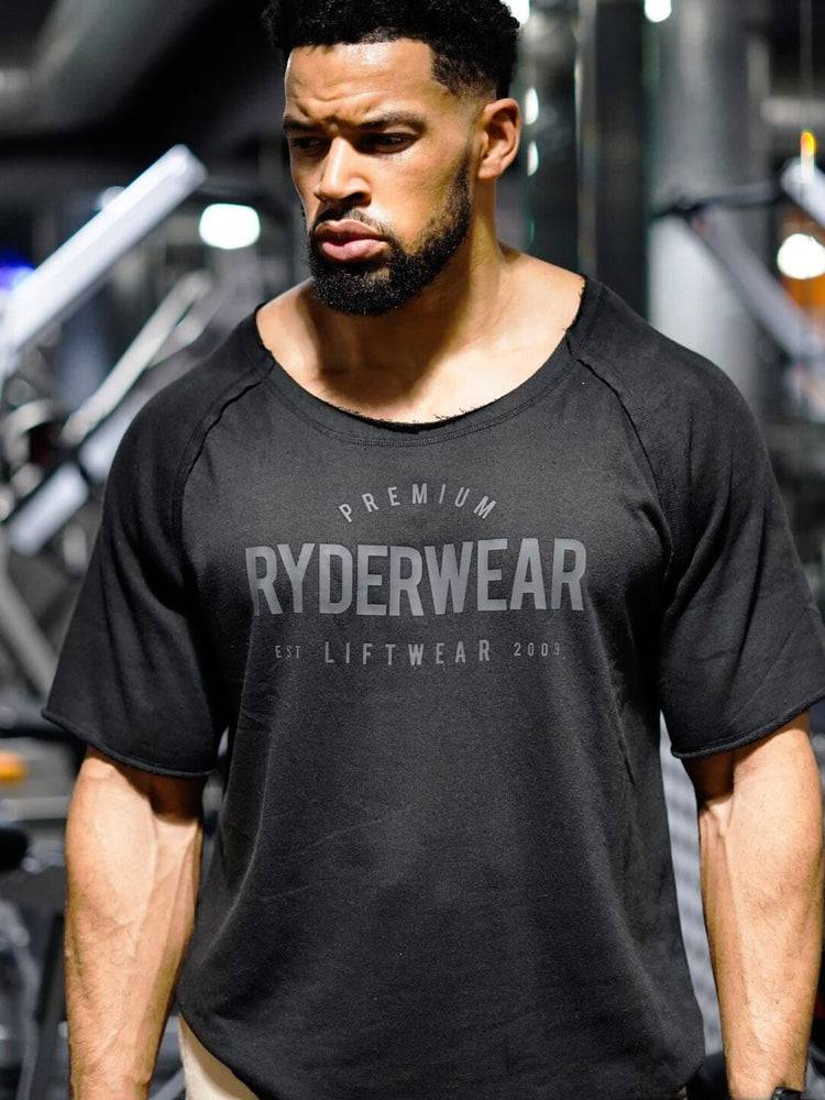 Koszulki Męskie Ryderwear Men T Shirts Advance Fleece Rag Top Czarne | PL2958OR