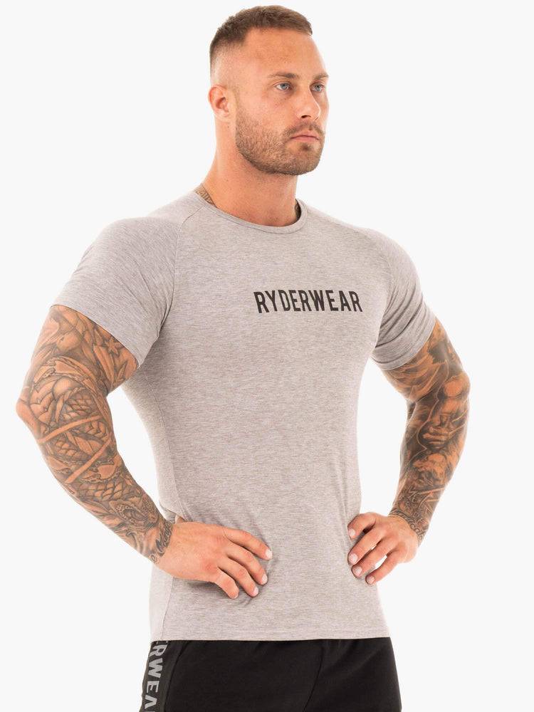 Koszulki Męskie Ryderwear Men T Shirts Active Szare | PL2959IS