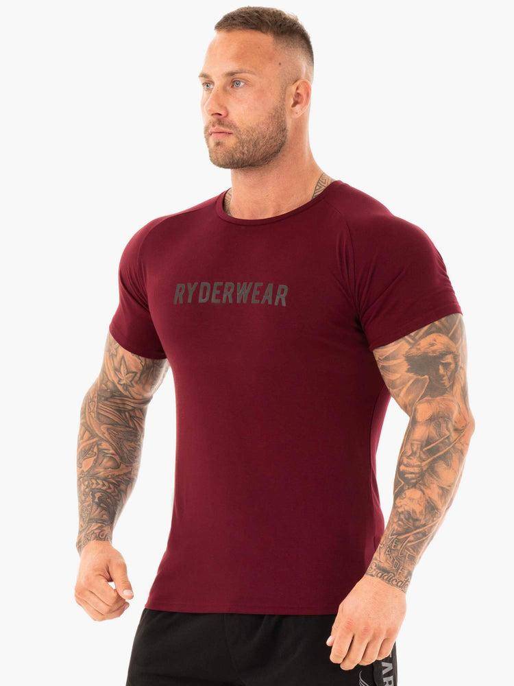 Koszulki Męskie Ryderwear Men T Shirts Active Bordowe | PL2960UT