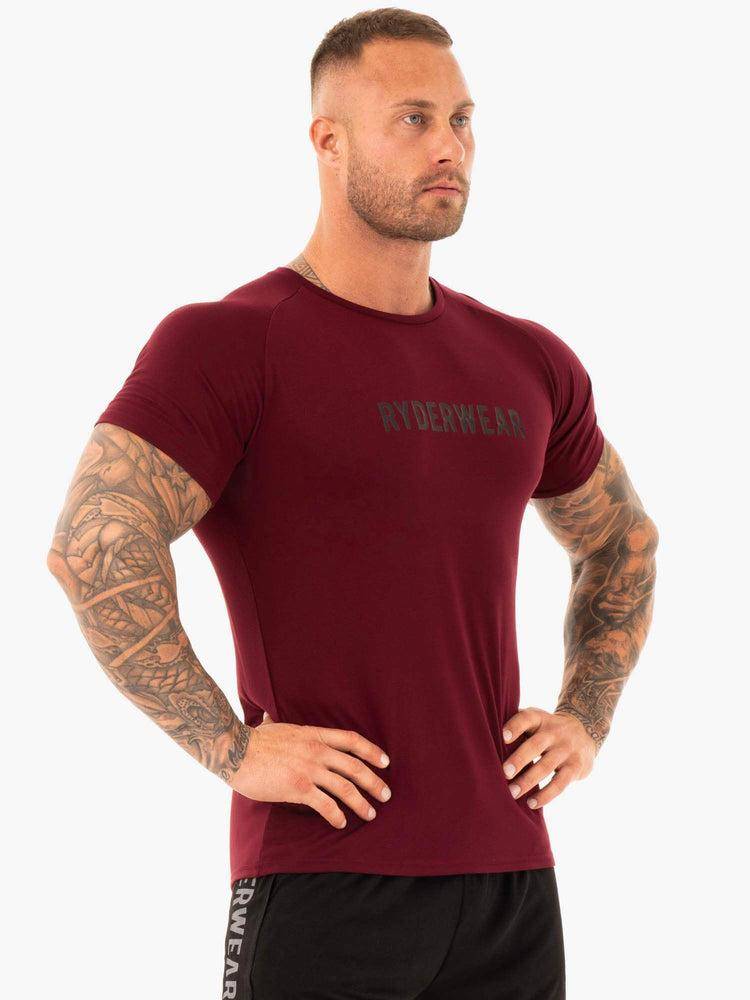 Koszulki Męskie Ryderwear Men T Shirts Active Bordowe | PL2960UT