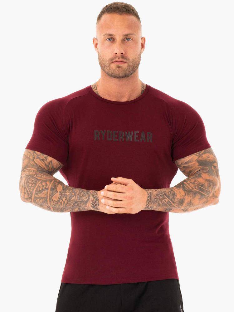 Koszulki Męskie Ryderwear Men T Shirts Active Bordowe | PL2960UT