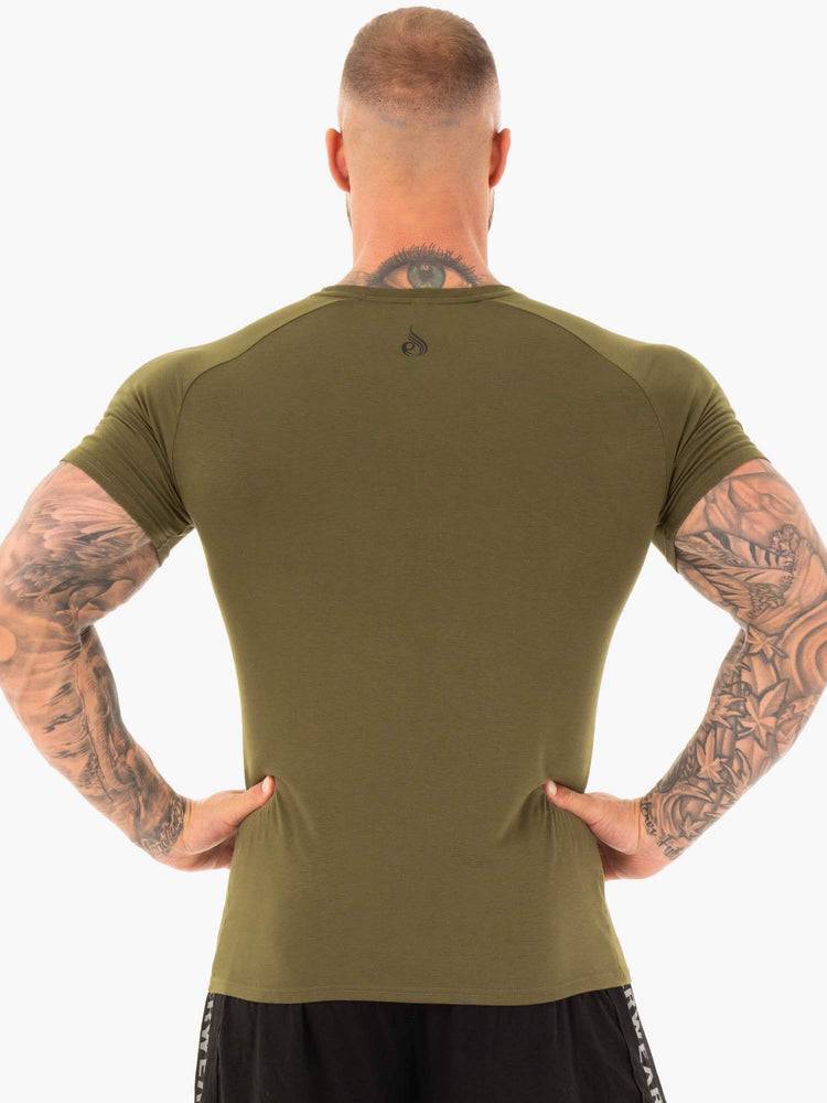 Koszulki Męskie Ryderwear Men T Shirts Active Khaki | PL2961YU