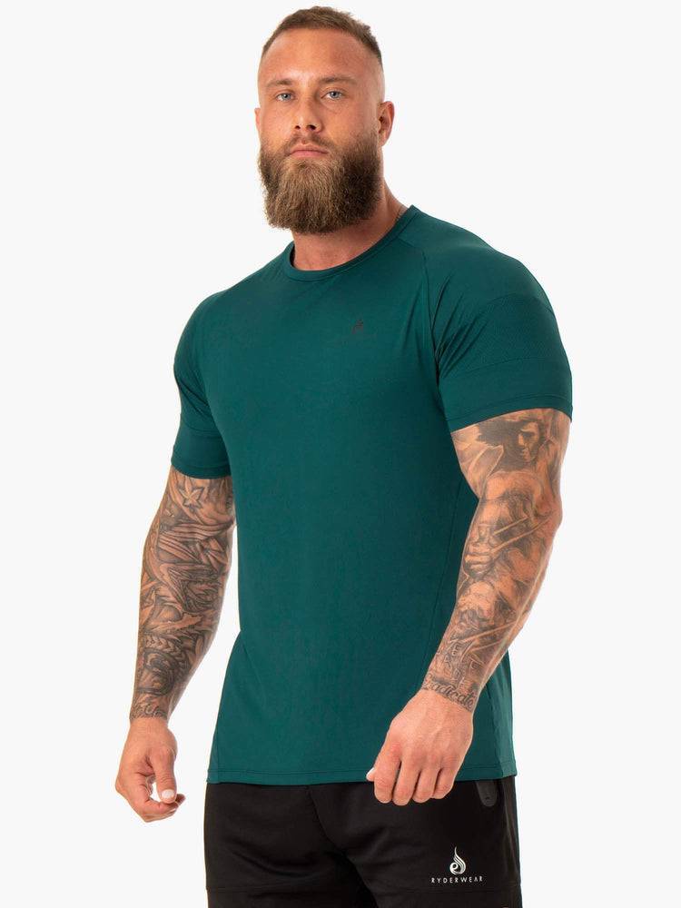 Koszulki Męskie Ryderwear Men T Shirts Action Mesh Turkusowe | PL2963RW