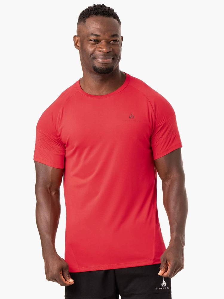 Koszulki Męskie Ryderwear Men T Shirts Action Mesh Czerwone | PL2964EX