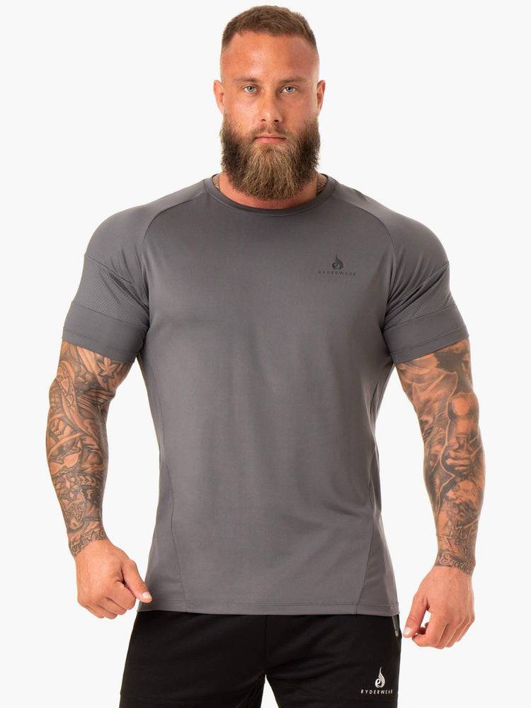 Koszulki Męskie Ryderwear Men T Shirts Action Mesh Szare | PL2965WY