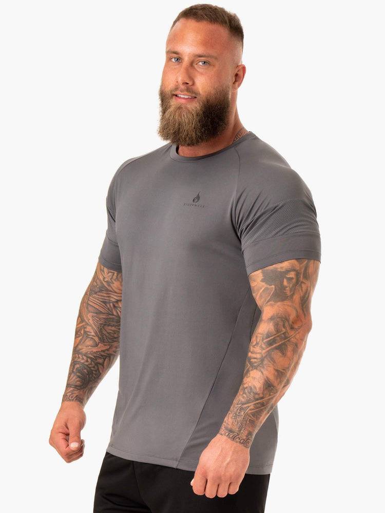 Koszulki Męskie Ryderwear Men T Shirts Action Mesh Szare | PL2965WY