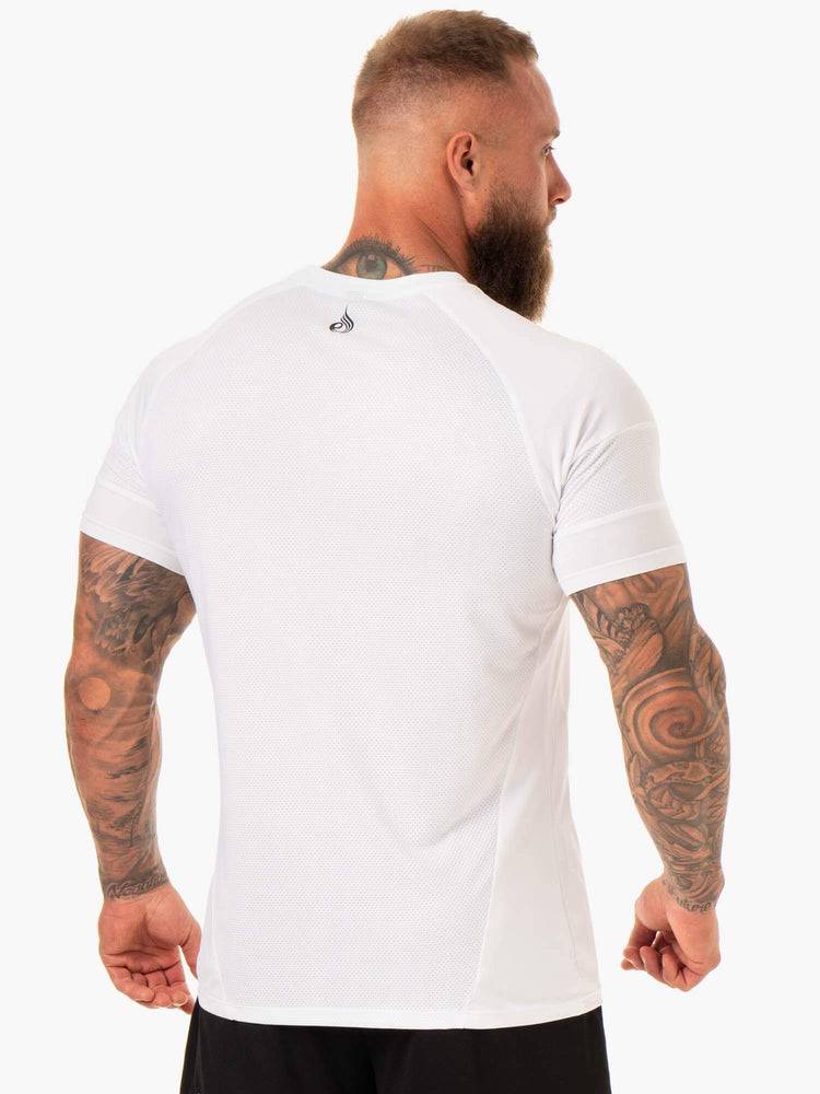 Koszulki Męskie Ryderwear Men T Shirts Action Mesh Białe | PL2966QZ