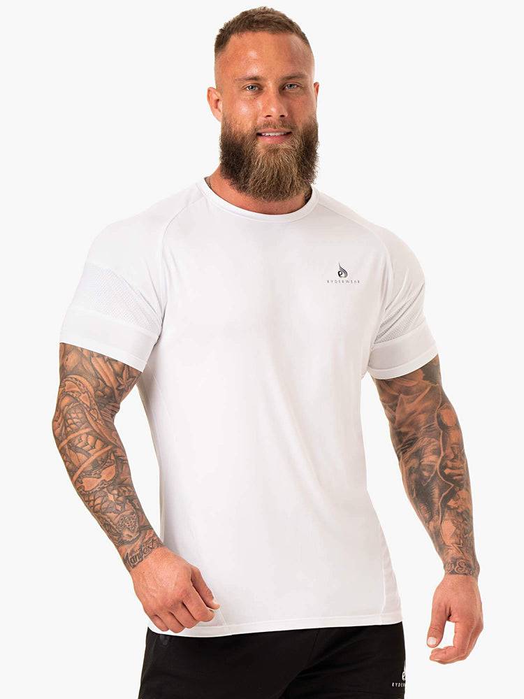 Koszulki Męskie Ryderwear Men T Shirts Action Mesh Białe | PL2966QZ