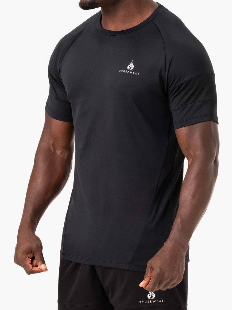 Koszulki Męskie Ryderwear Men T Shirts Action Mesh Czarne | PL2967MA