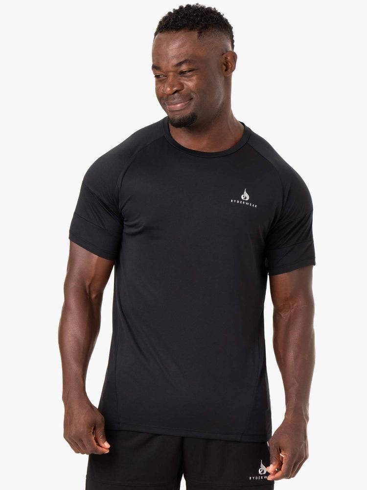 Koszulki Męskie Ryderwear Men T Shirts Action Mesh Czarne | PL2967MA