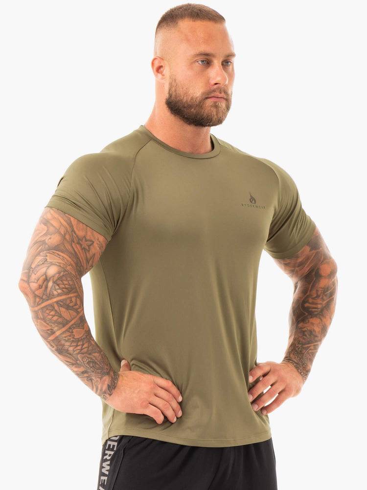 Koszulki Męskie Ryderwear Men T Shirts Breeze Khaki | PL2949KI