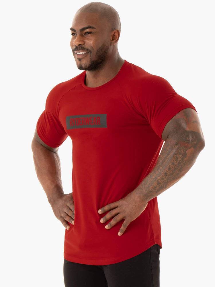 Koszulki Męskie Ryderwear Men T Shirts Base Czerwone | PL2953FM