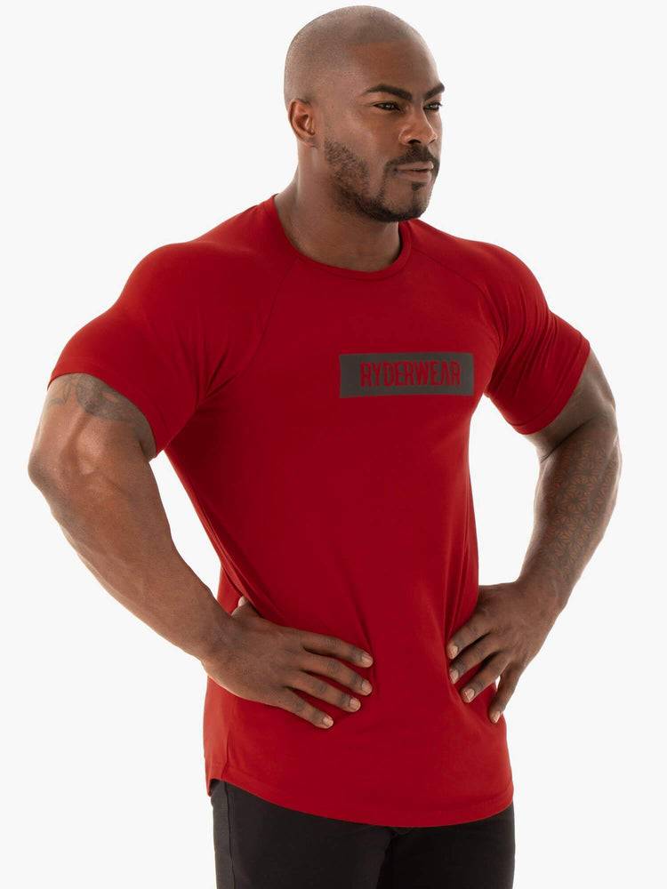 Koszulki Męskie Ryderwear Men T Shirts Base Czerwone | PL2953FM