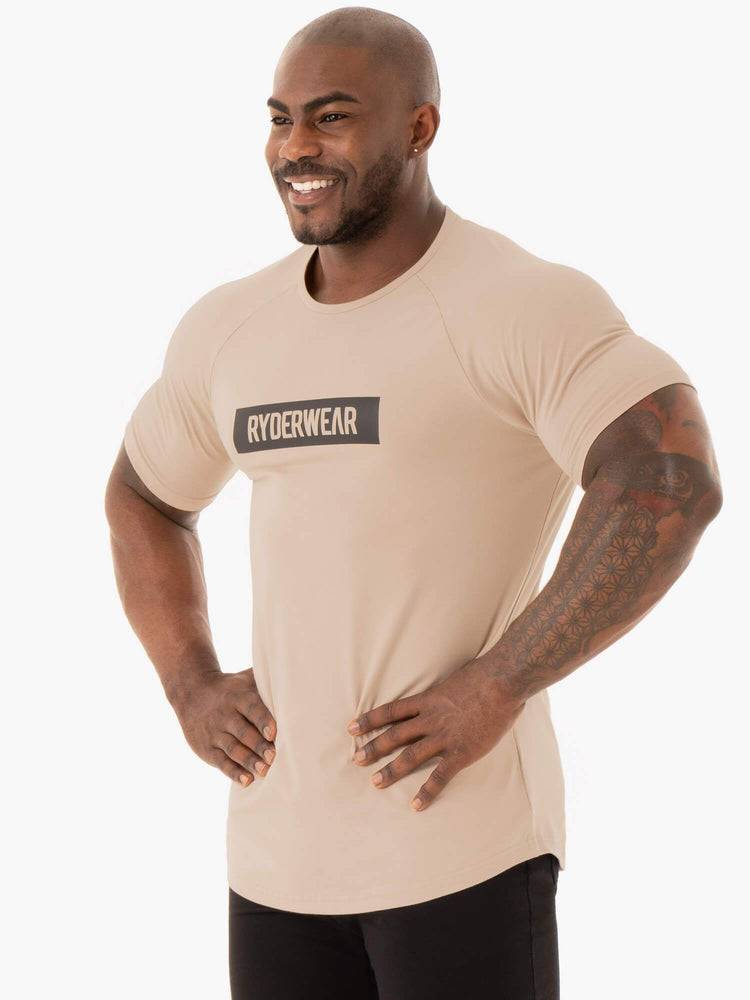 Koszulki Męskie Ryderwear Men T Shirts Base Brązowe | PL2954DN