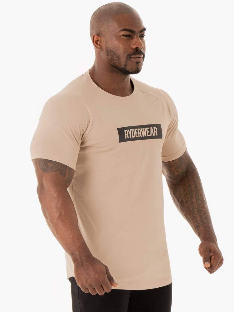 Koszulki Męskie Ryderwear Men T Shirts Base Brązowe | PL2954DN