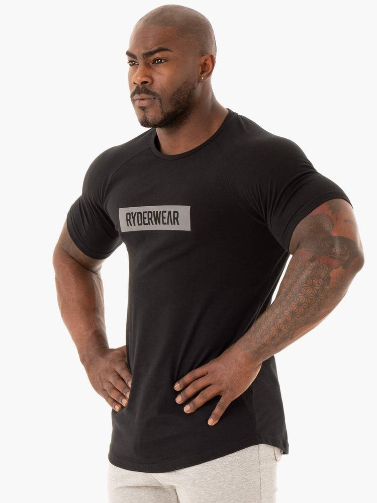 Koszulki Męskie Ryderwear Men T Shirts Base Czarne | PL2955SO