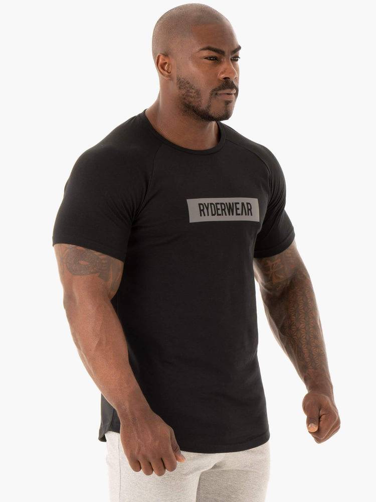 Koszulki Męskie Ryderwear Men T Shirts Base Czarne | PL2955SO