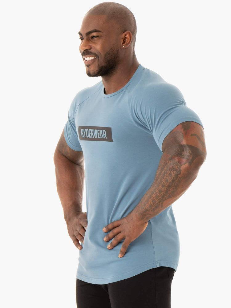 Koszulki Męskie Ryderwear Men T Shirts Base Niebieskie | PL2956AP