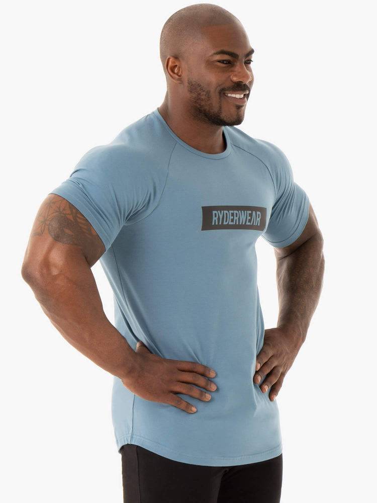 Koszulki Męskie Ryderwear Men T Shirts Base Niebieskie | PL2956AP