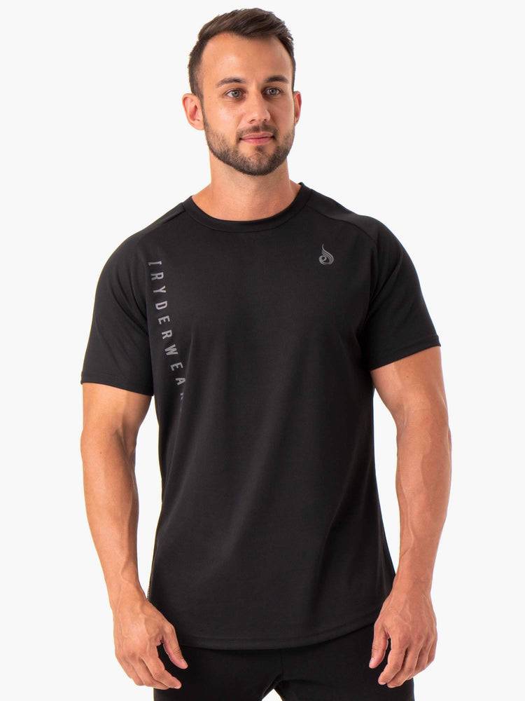 Koszulki Męskie Ryderwear Men T Shirts Camo Tech Mesh Czarne | PL2943BC