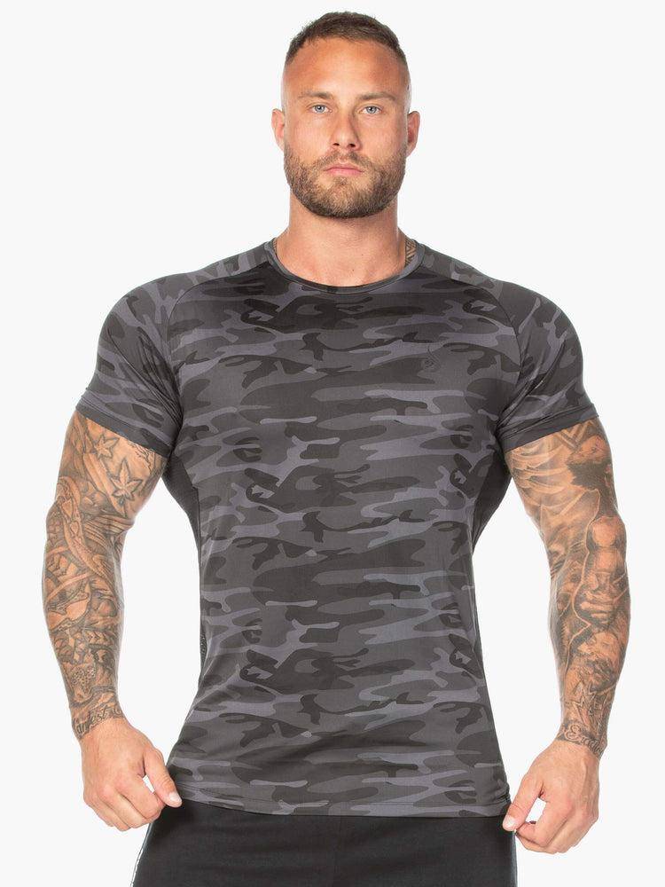 Koszulki Męskie Ryderwear Men T Shirts Camo Mesh Czarne Camo | PL2945CE