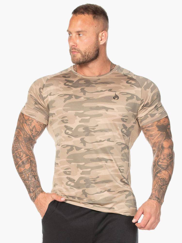 Koszulki Męskie Ryderwear Men T Shirts Camo Mesh Brązowe Camo | PL2946XF