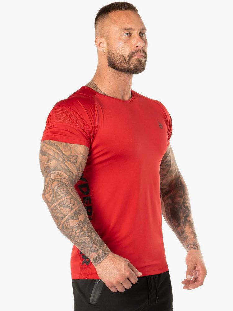 Koszulki Męskie Ryderwear Men T Shirts Evo Czerwone | PL2928DN