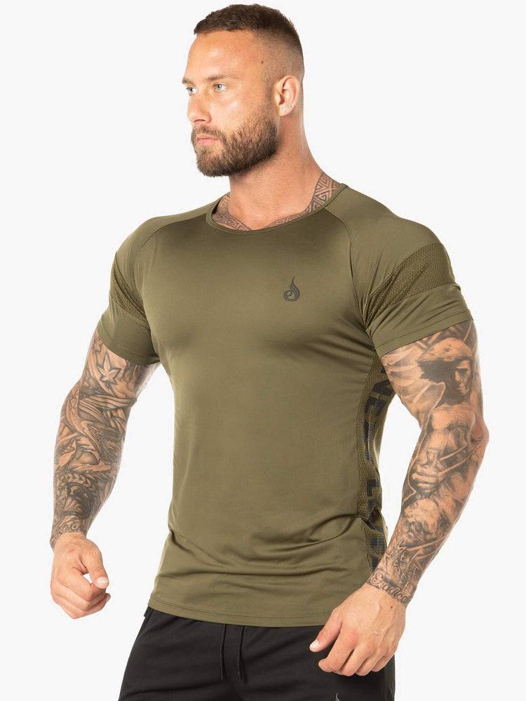 Koszulki Męskie Ryderwear Men T Shirts Evo Khaki | PL2929SO