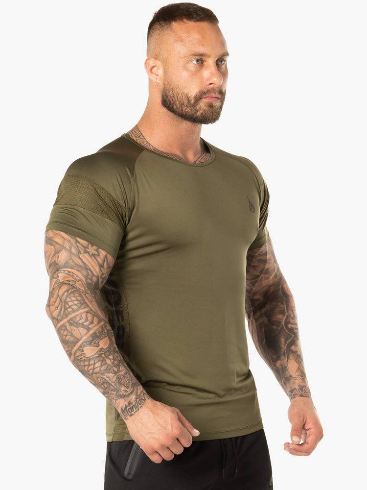 Koszulki Męskie Ryderwear Men T Shirts Evo Khaki | PL2929SO