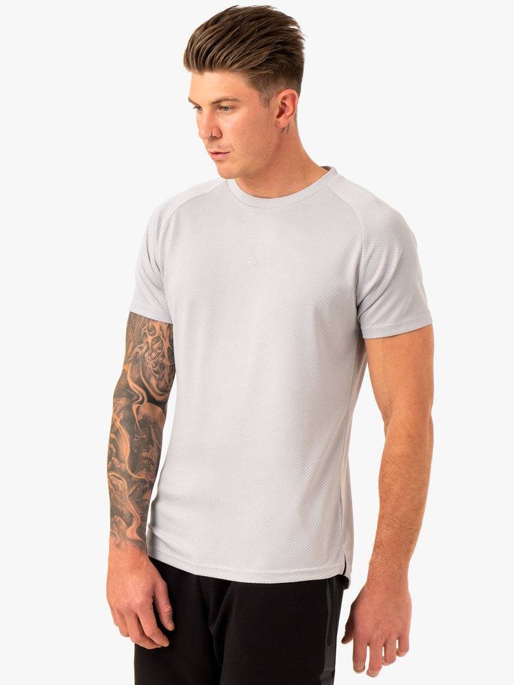 Koszulki Męskie Ryderwear Men T Shirts Enhance Białe Szare | PL2931PQ