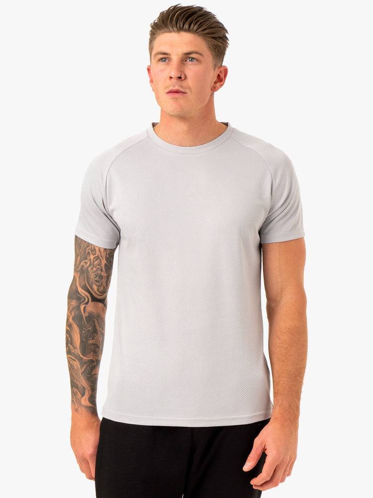 Koszulki Męskie Ryderwear Men T Shirts Enhance Białe Szare | PL2931PQ