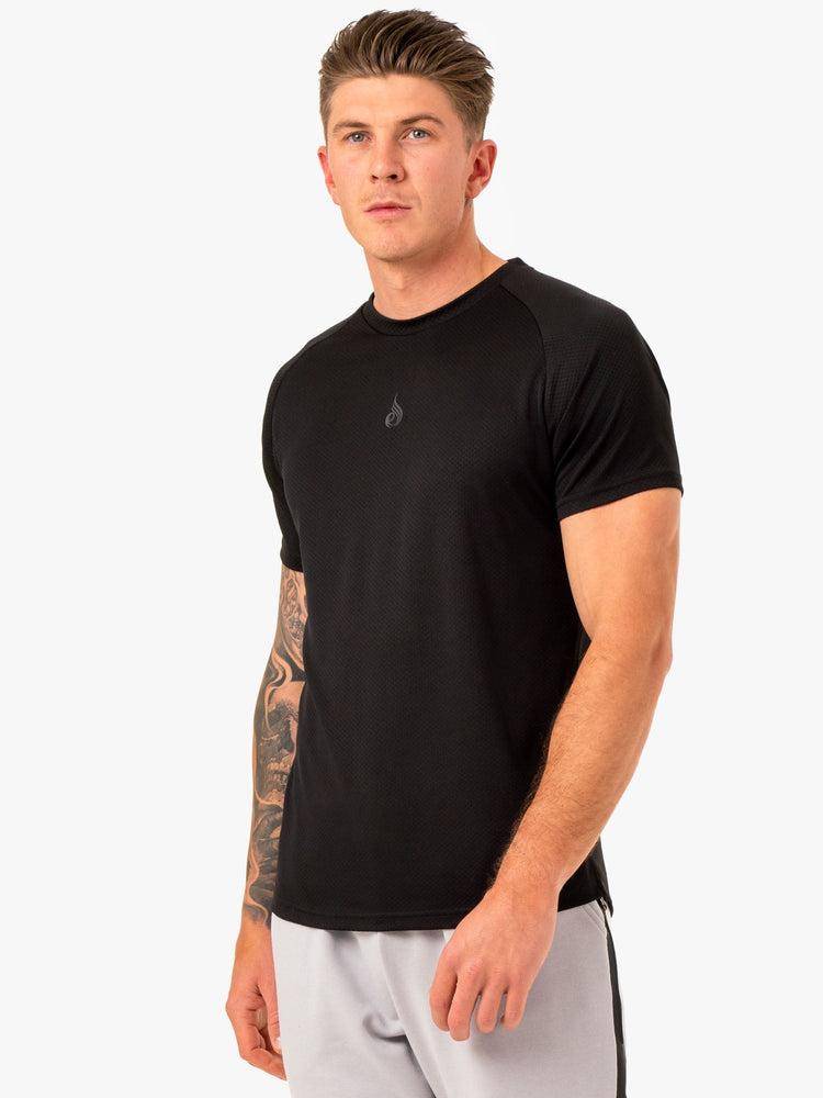 Koszulki Męskie Ryderwear Men T Shirts Enhance Czarne | PL2935YU