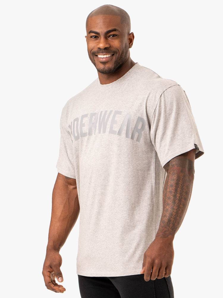 Koszulki Męskie Ryderwear Men T Shirts Force Oversized Szare | PL2920EX