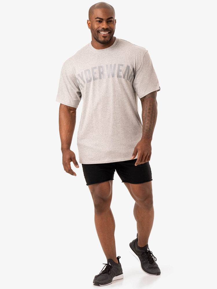 Koszulki Męskie Ryderwear Men T Shirts Force Oversized Szare | PL2920EX