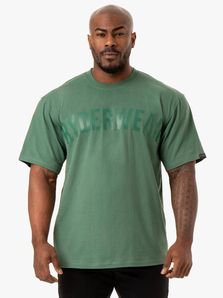 Koszulki Męskie Ryderwear Men T Shirts Force Oversized Zielone | PL2923MA