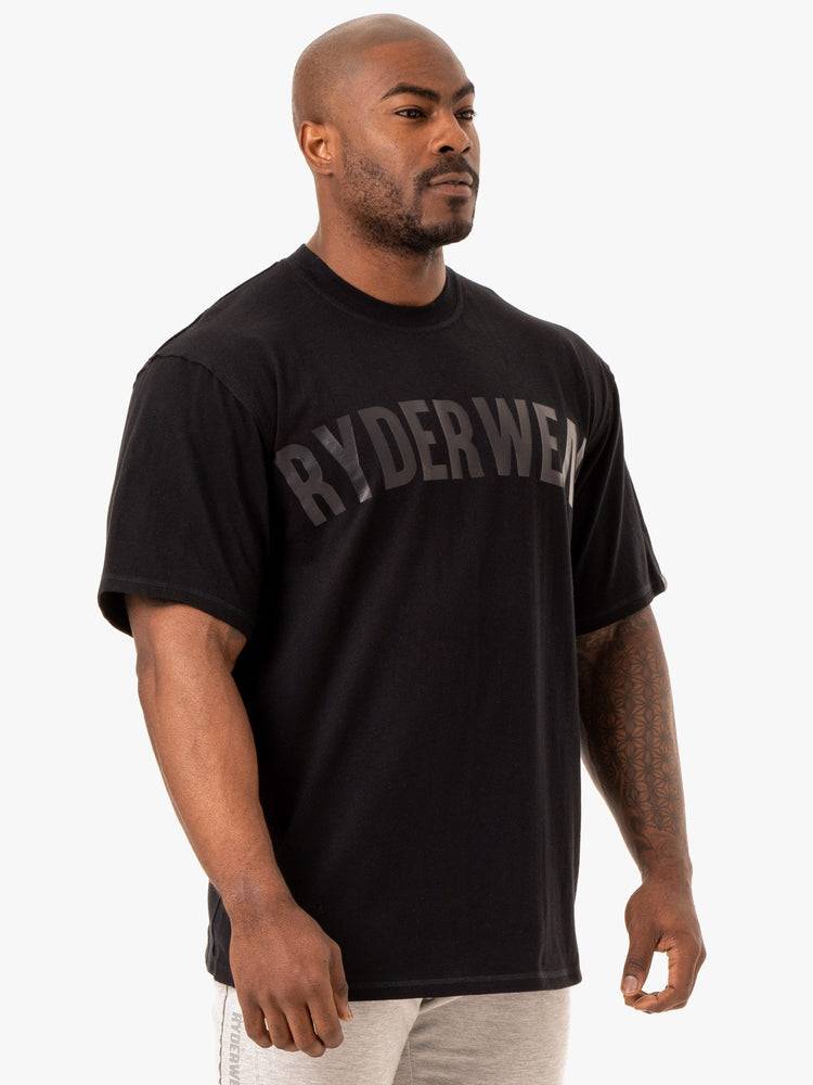 Koszulki Męskie Ryderwear Men T Shirts Force Oversized Czarne | PL2925HK